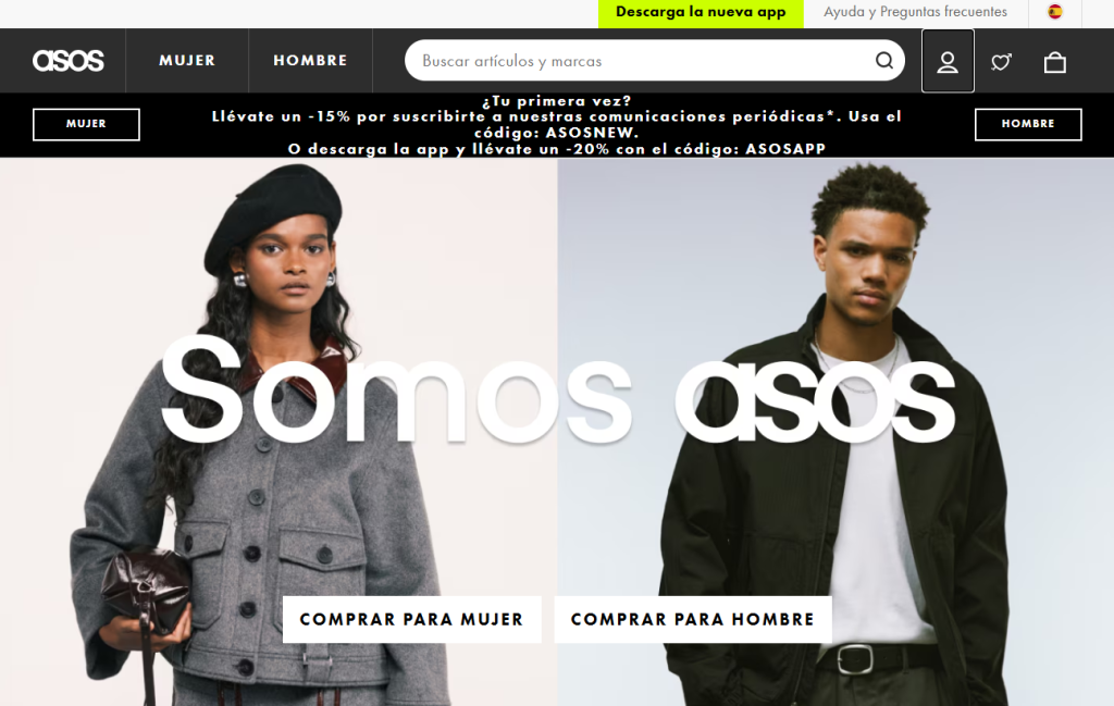 ecommerce localisation of ASOS in Spain